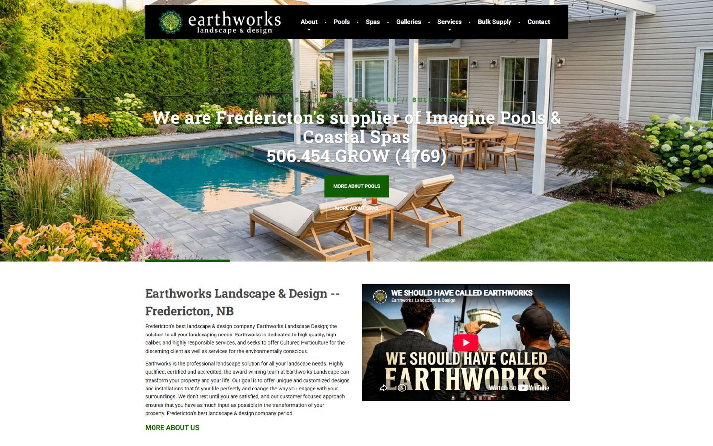 Earthworks Landscape & Design website, desktop