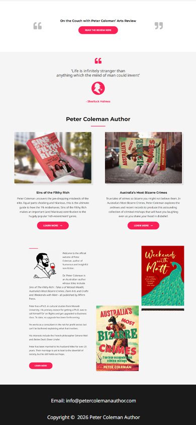 Peter Coleman author site, mobile