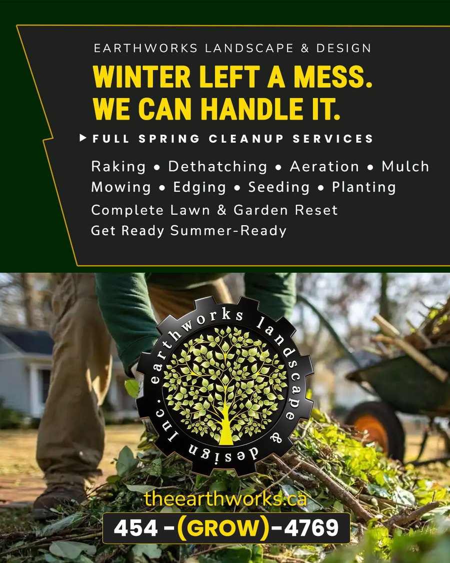 Earthworks Landscape and Design spring cleanup print ad